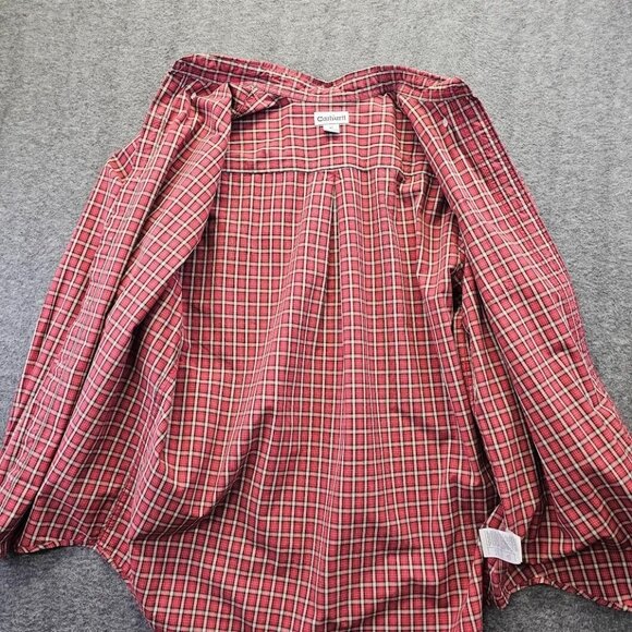 Carhartt Mens Flannel Plaid Button Down Shirt XL Classic Work Casual Red - Picture 4 of 11